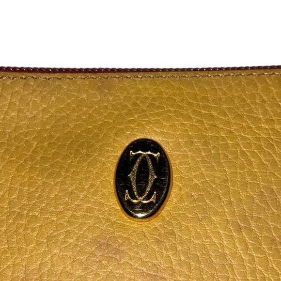 VTG Must de Cartier Leather Coin Pouch Clutch Wallet Wristlet Mustard Yellow - Picture 11 of 14